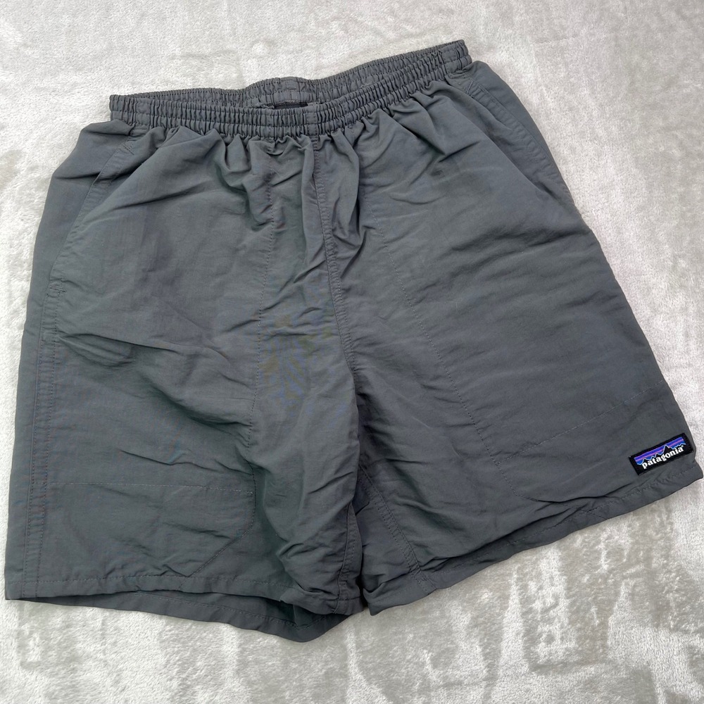 Patagonia Baggies Shorts Mens Small Gray Solid Elastic Waist Unlined 6" Inseam